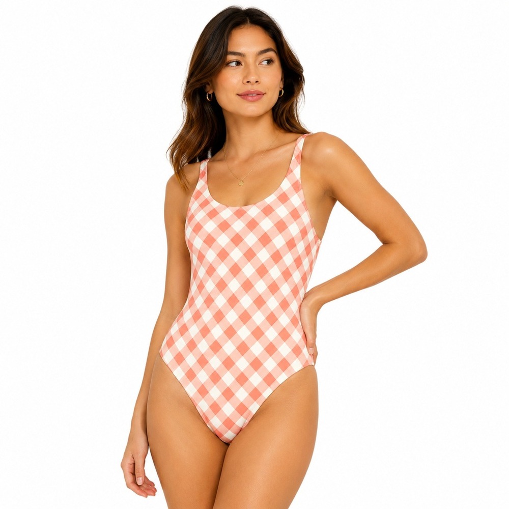 Toast Swim x Free People Scoop Neck Gingham One Piece Swimsuit Large